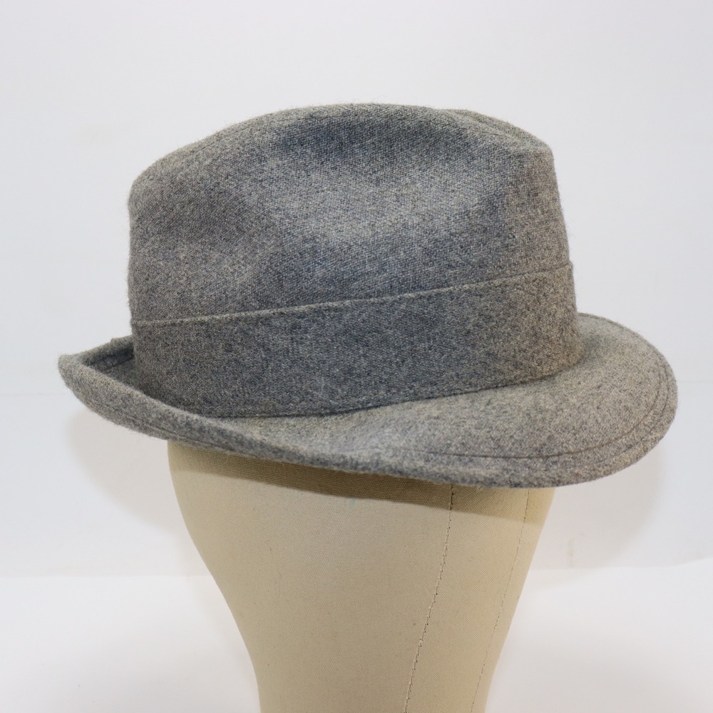 JCPenney‎ Fedora Hat OS Gray Mens Wool Blend Feather Trilby 7 1/4